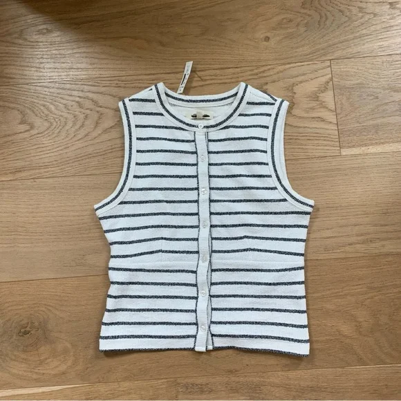 New Madewell Dark Gray and White Striped Button Down Shirt XS - Picture 5 of 11